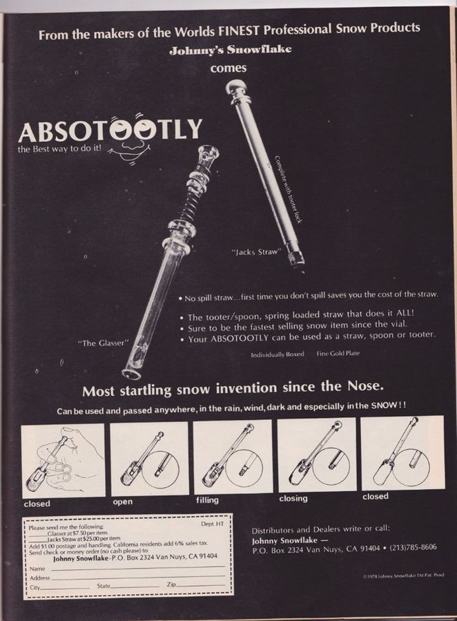 Винтажная реклама кокаина 1970-х и 1980-х годов в США