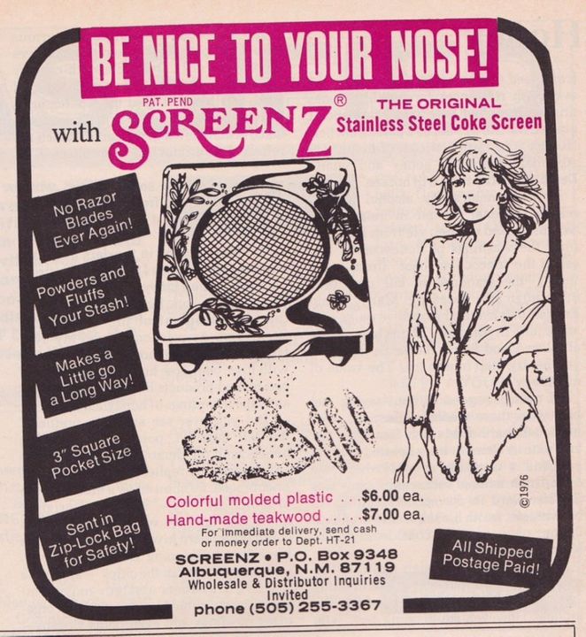 Винтажная реклама кокаина 1970-х и 1980-х годов в США