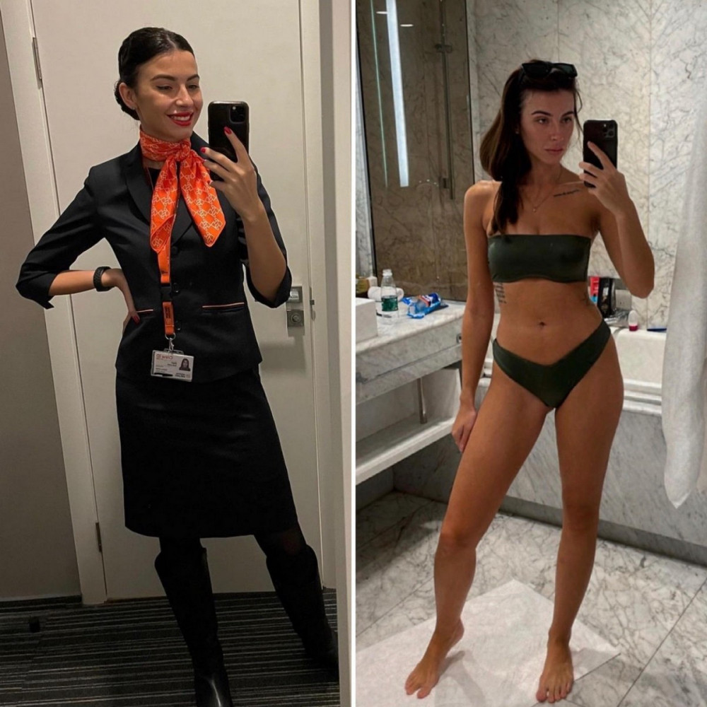 Девушки стюардессы В форме и Без неё - Горячие фото