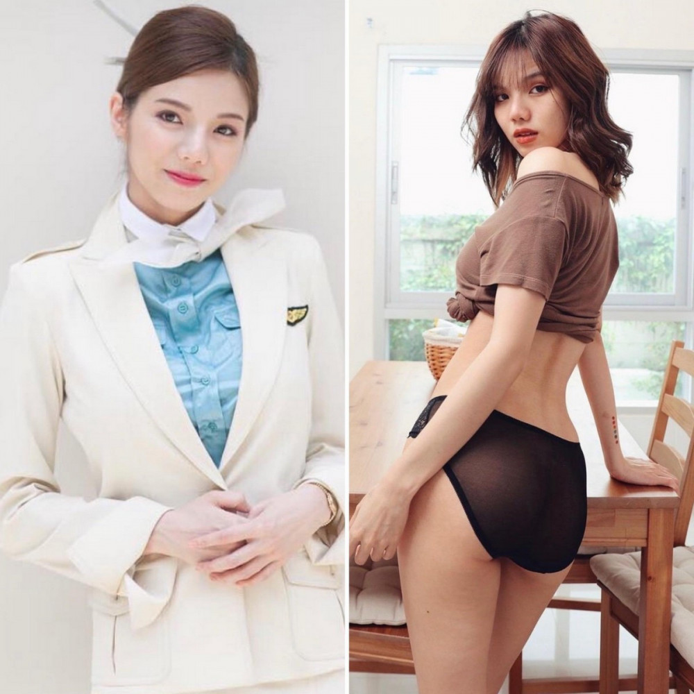 Девушки стюардессы В форме и Без неё - Горячие фото