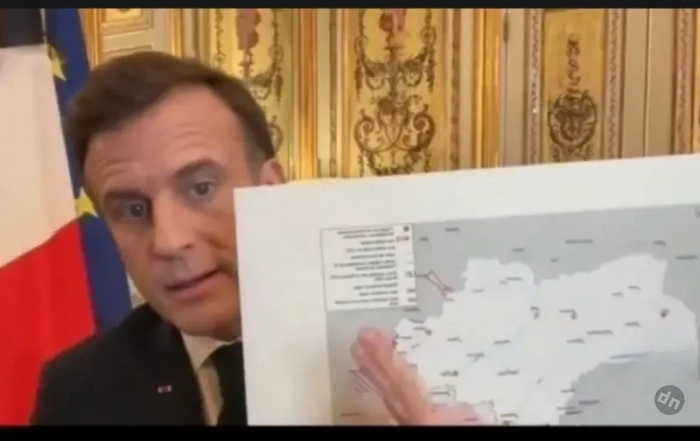 Макрон, показывая карту Украины вверх ногами, рассказал о приложенных силах по стабилизации ситуации в этой стране