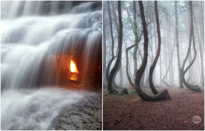 Вечный огонь за стеной воды: 5 мест на планете, в реальность которых верится с трудом